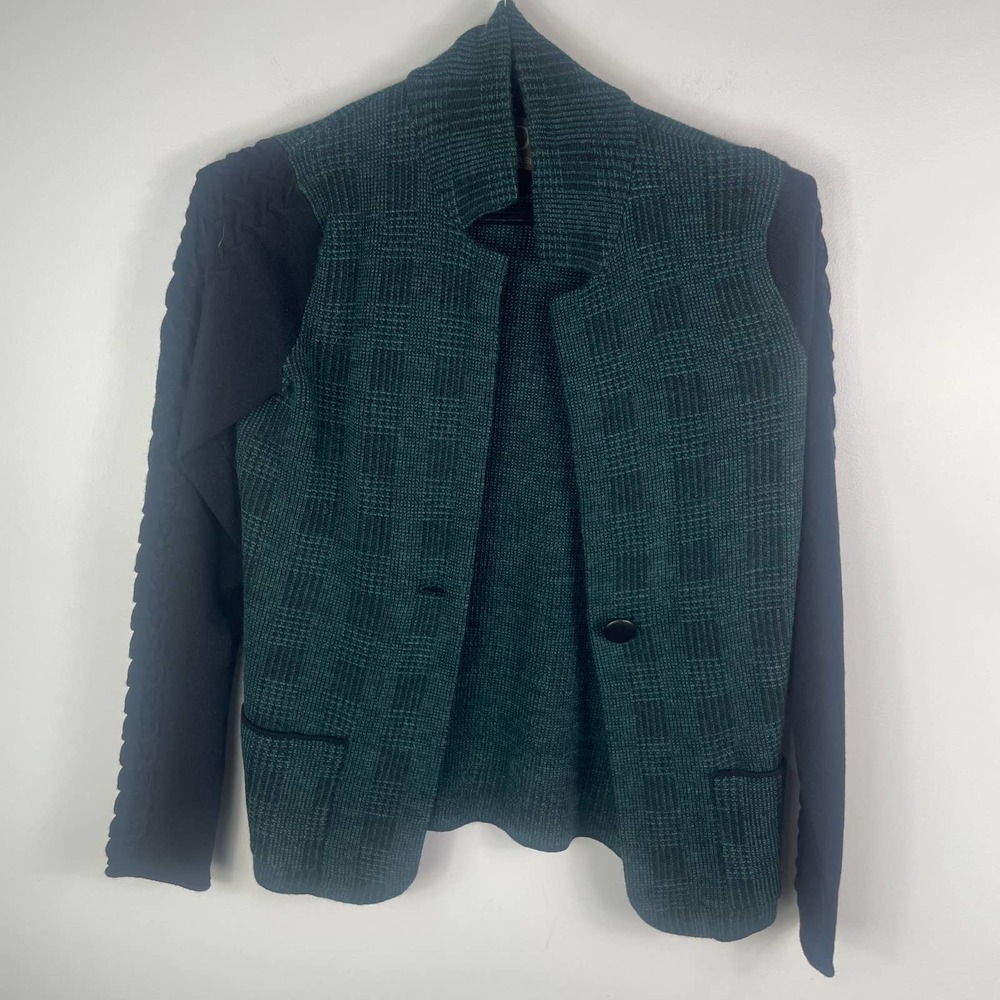 Damask Plaid Ruch Sleeve Button Swacket